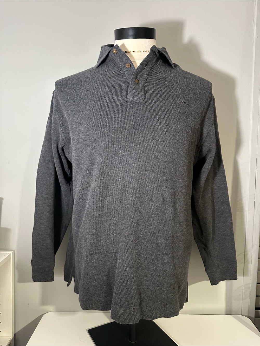 Alexander Julian Charcoal Gray Long-Sleeve Polo Sweater